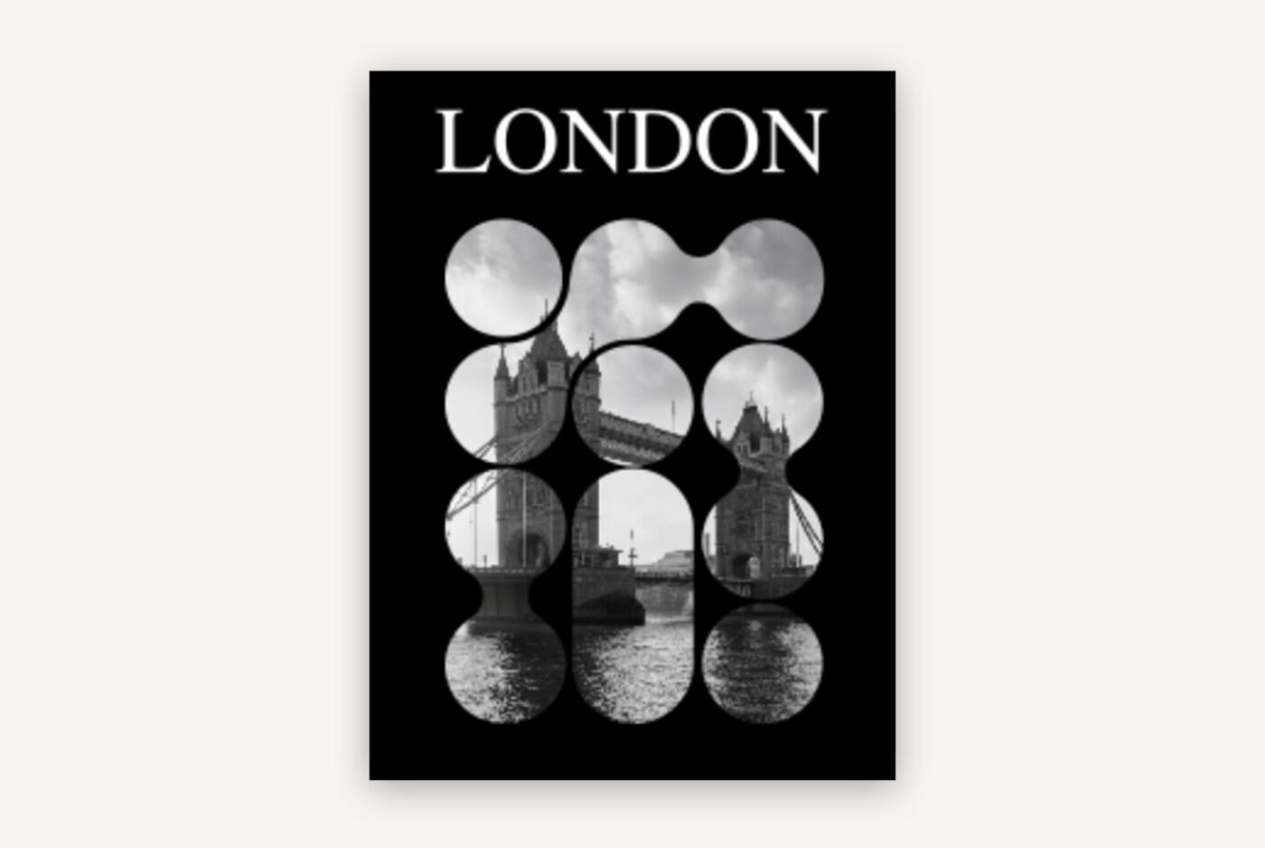 szablon kolaz przedstawiajacy Towe bridge- London